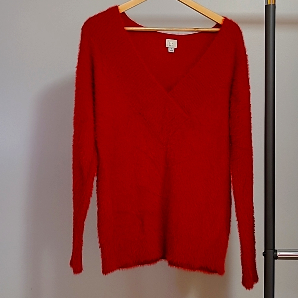 A New day fuzzy red pullover sweater